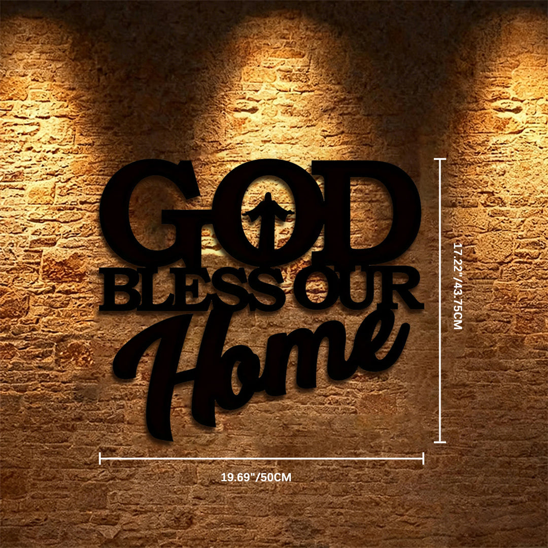 Christianartworkshop God Bless Our Home Metal Wall Art: Stylish Faith Token for Home Decor - 19.69''*17.22''*0.047/50*43.75*0.12cm - image 10