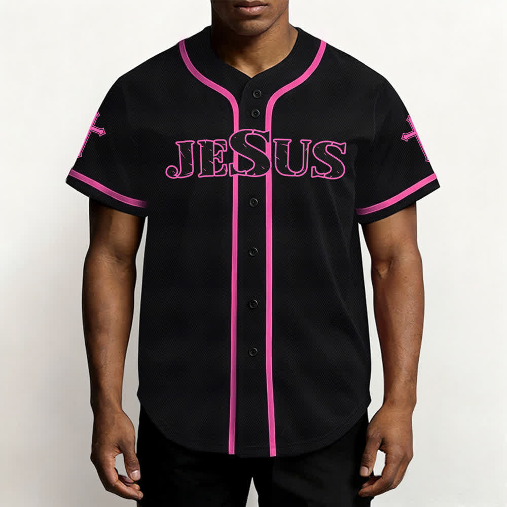 Christianartworkshop Jesus True God Red Cross Black Baseball Jersey - image 48