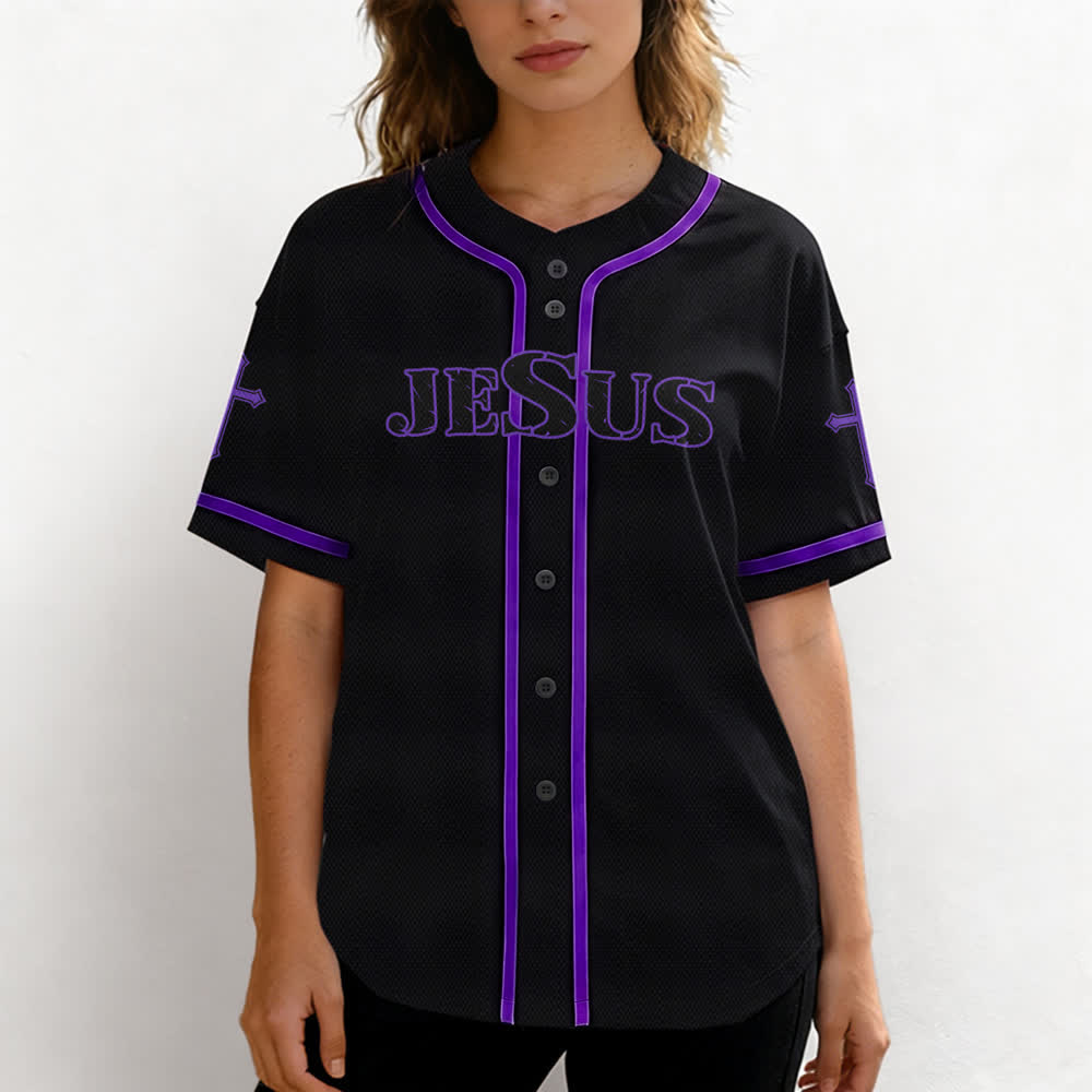 Christianartworkshop Jesus True God Red Cross Black Baseball Jersey - image 60