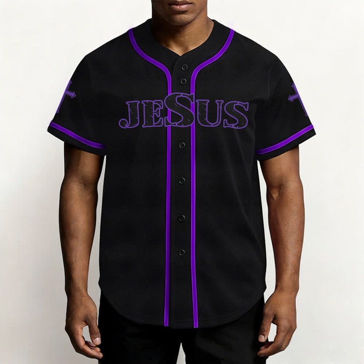Christianartworkshop Jesus True God Red Cross Black Baseball Jersey - image 62