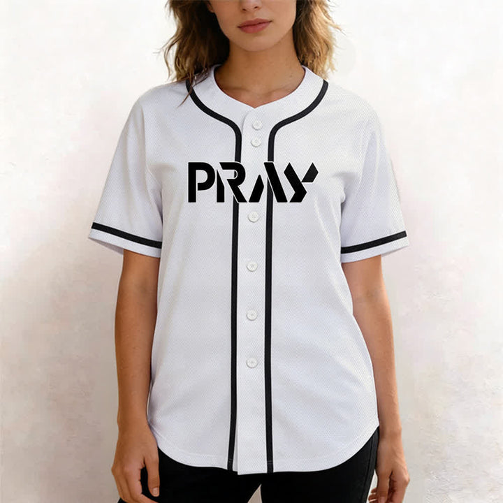 Christianartworkshop Pray Tap My Shoulder Message Baseball Jersey - image 4