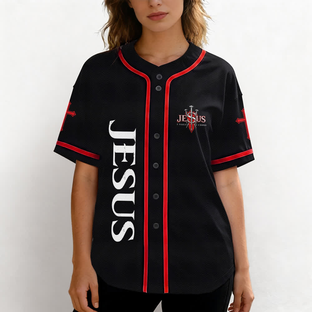 Christianartworkshop Jesus Saves Thorn Crown Black Mesh Baseball Jersey - image 18