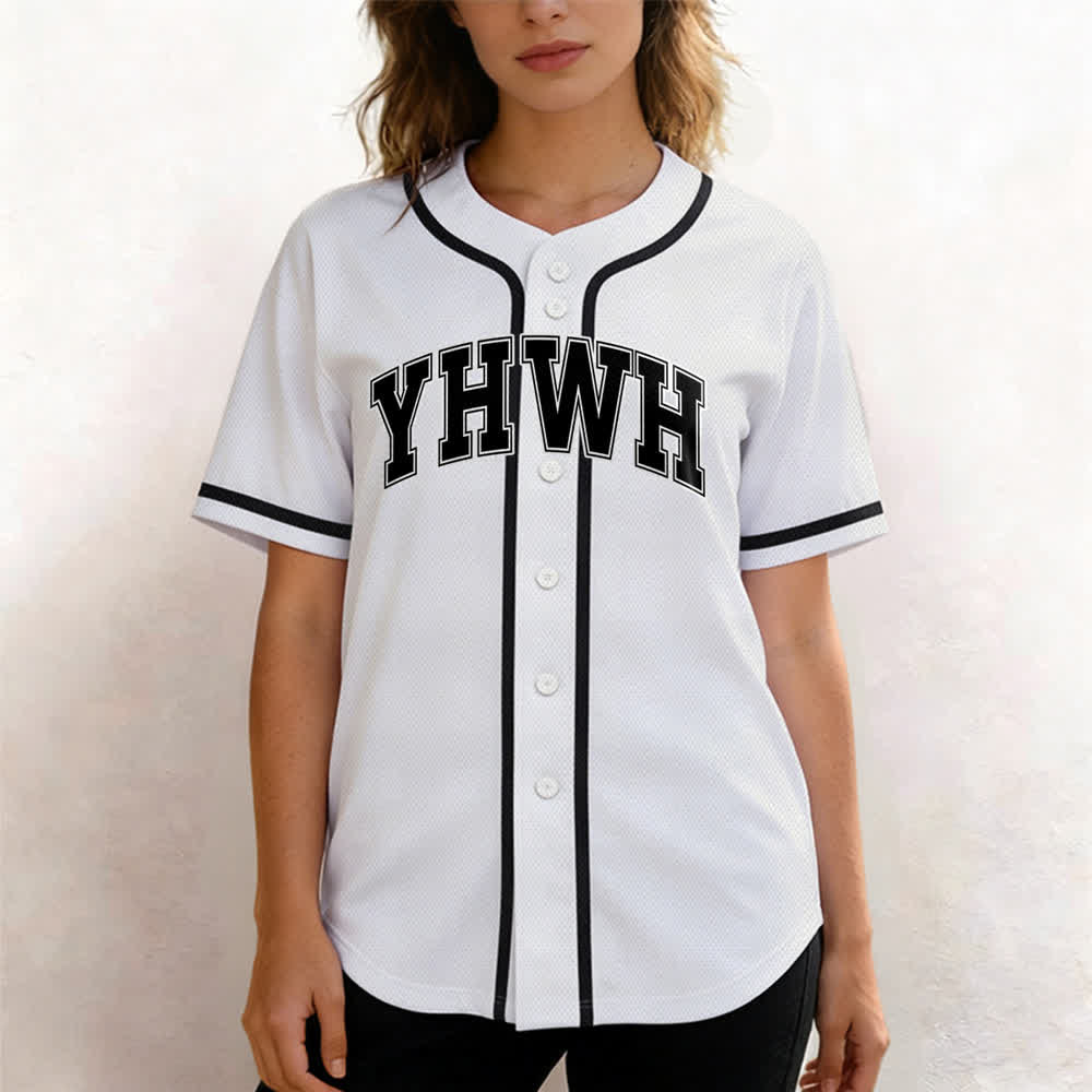 Christianartworkshop YHWH Varsity Mesh Button Front Baseball Jersey - image 1