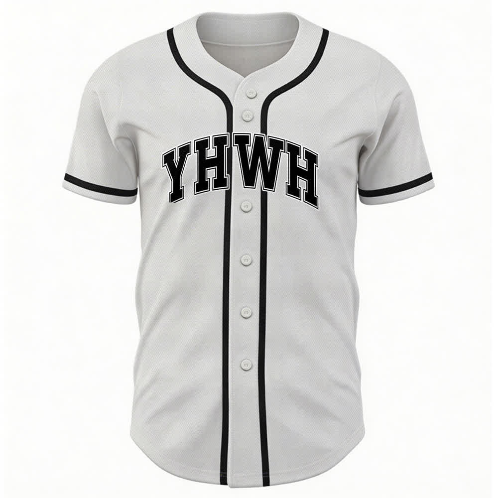 Christianartworkshop YHWH Varsity Button Front Baseball Jersey - White - 5XL - image 0