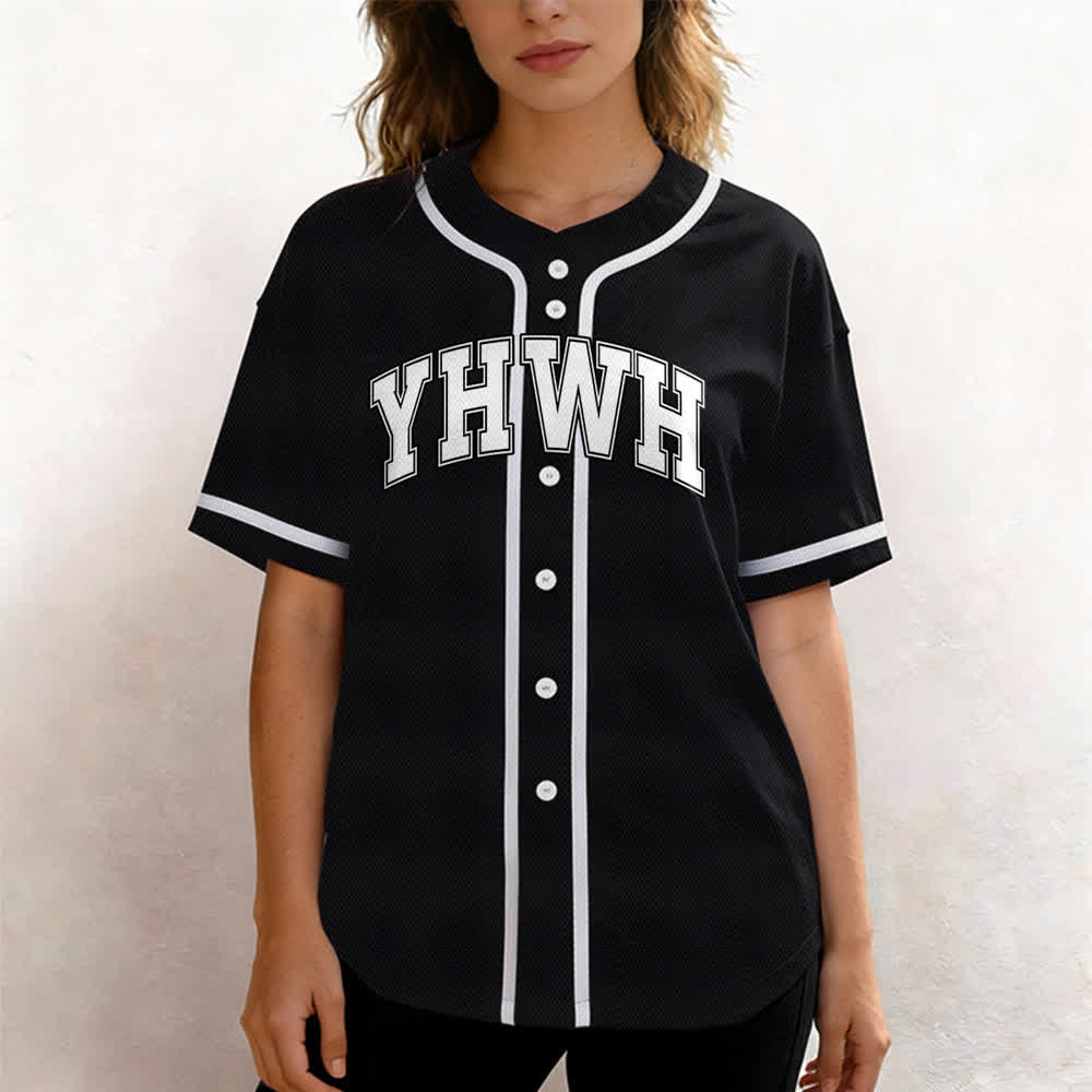Christianartworkshop YHWH Varsity Button Front Baseball Jersey - image 4