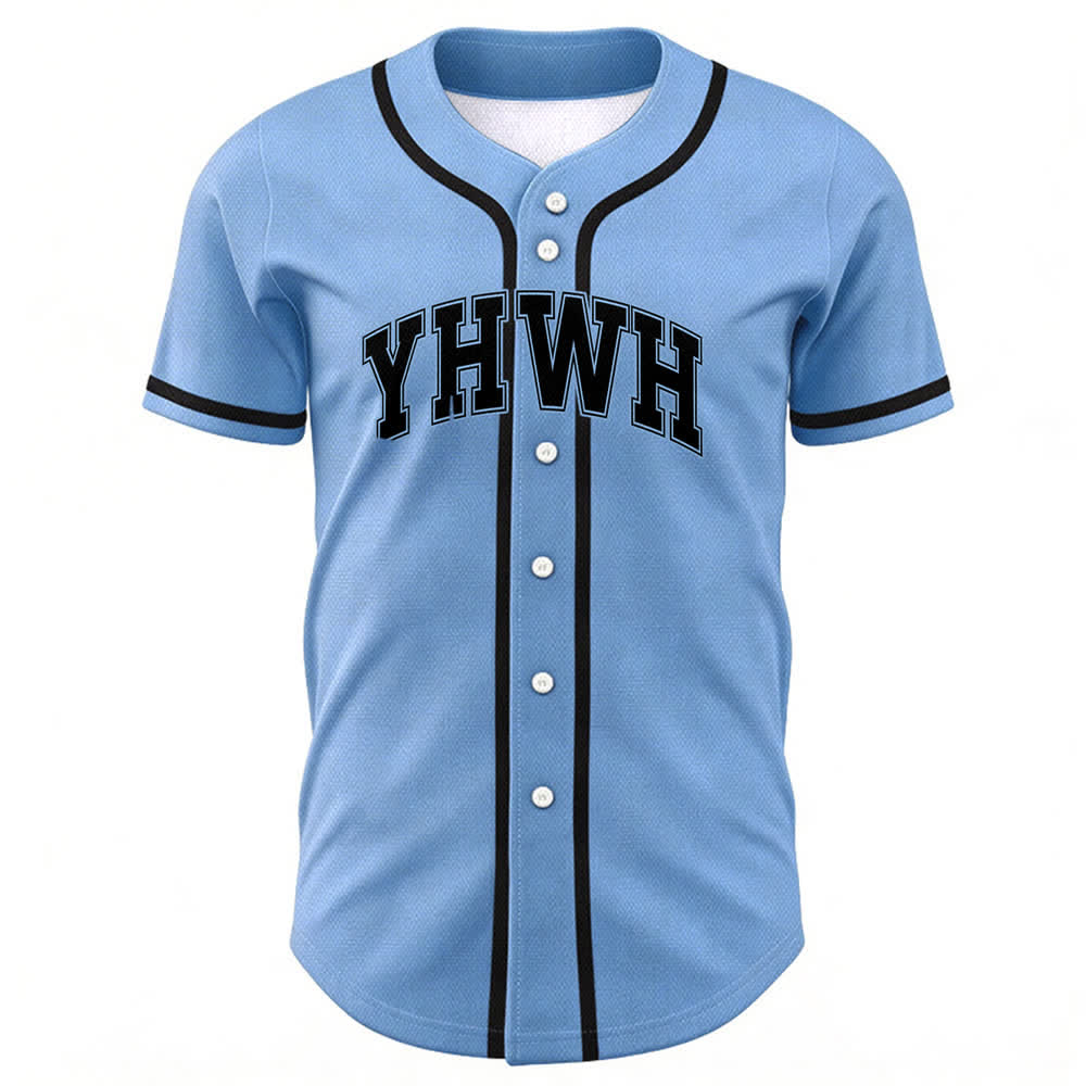 Christianartworkshop YHWH Varsity Button Front Baseball Jersey - Blue - 5XL - image 18