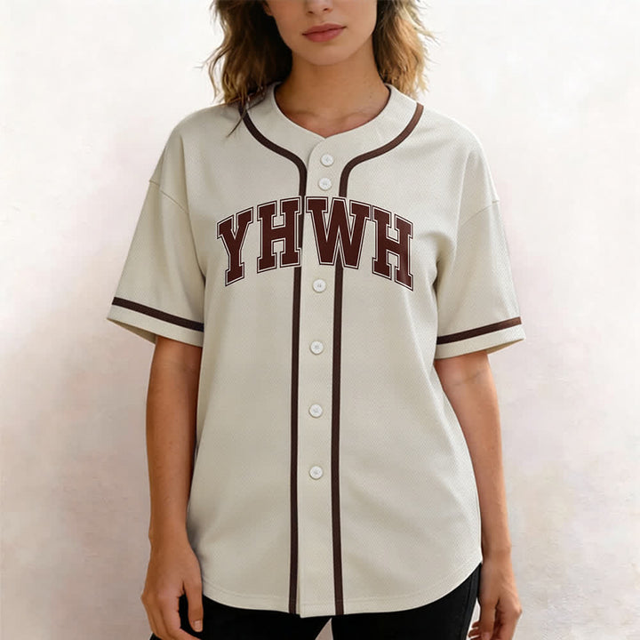 Christianartworkshop YHWH Varsity Mesh Button Front Baseball Jersey - image 7