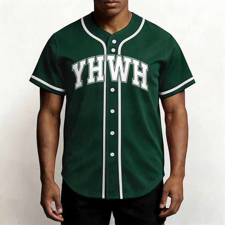 Christianartworkshop YHWH Varsity Mesh Button Front Baseball Jersey - image 11