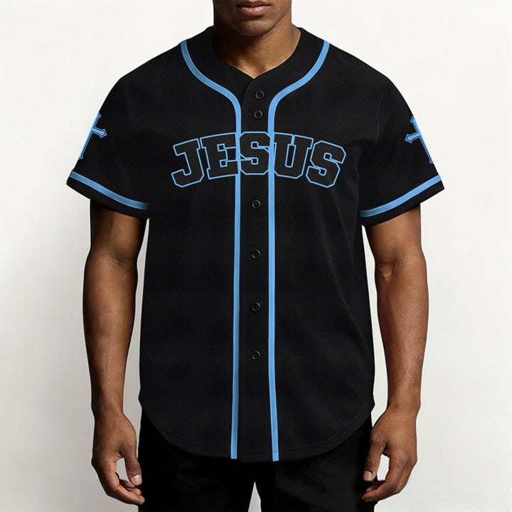 Christianartworkshop Jesus Lion Armor Black Button Up Baseball Jersey - image 34