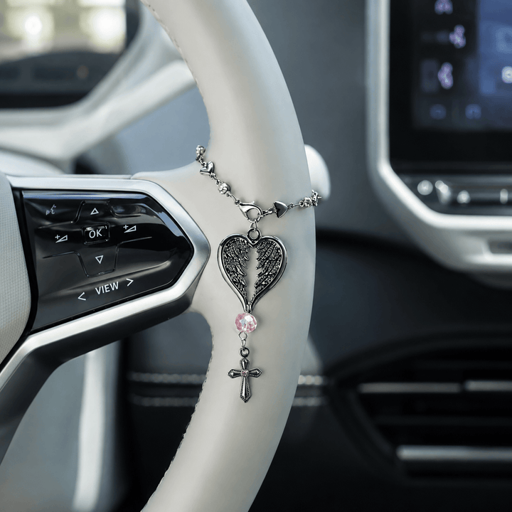 Christianartworkshop Guardian Angel-Wing Heart Keychain for Car: Quiet Reminder of Tender Protection - Black Angel - image 9