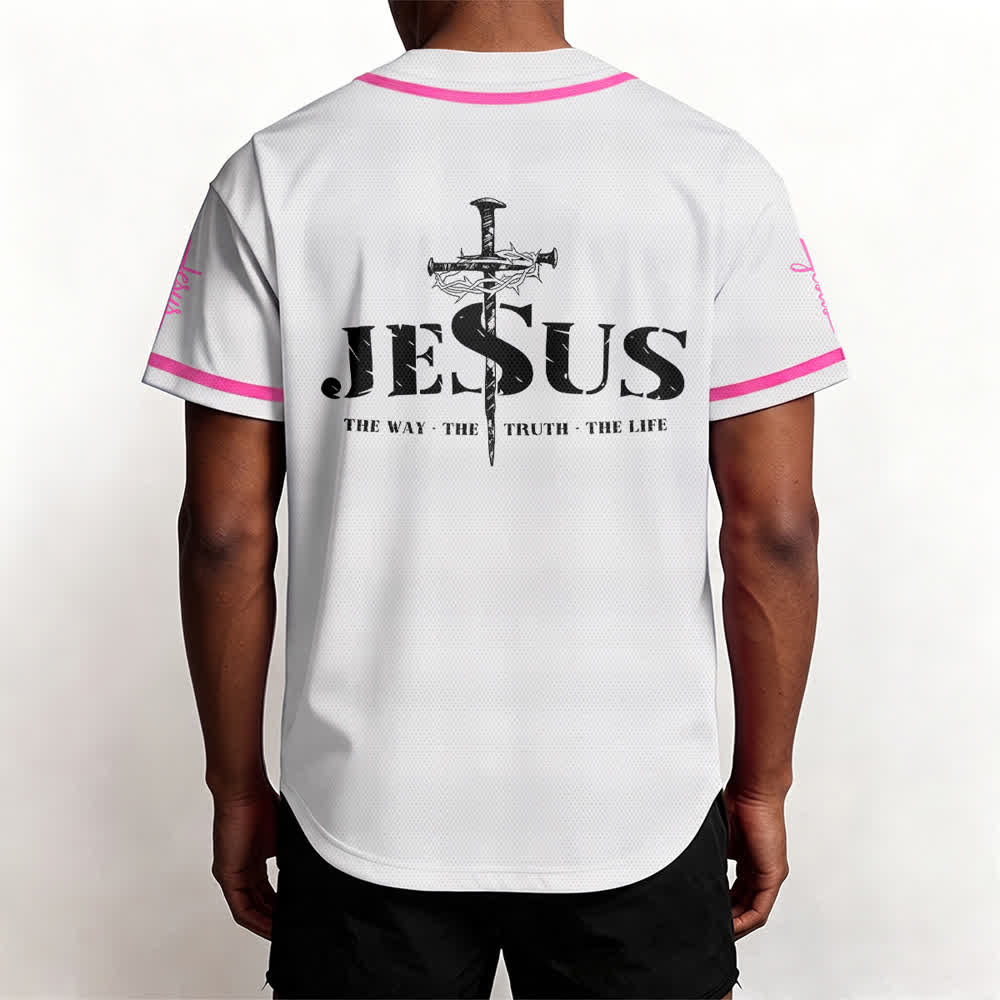 Christianartworkshop Dual‑Side Jesus The Way The Truth Cross Print Baseball Jersey - image 48