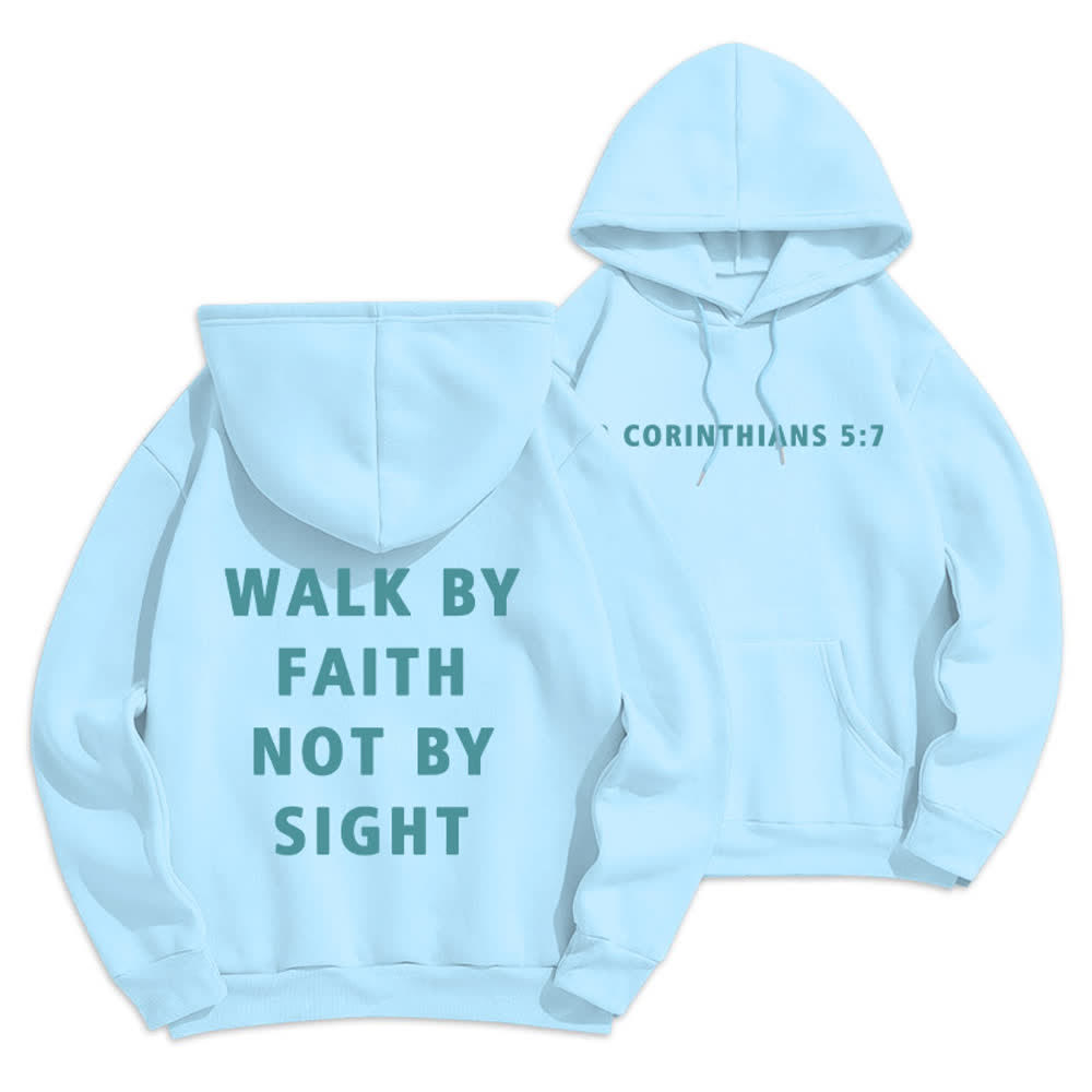 Christianartworkshop Walk By Faith Not By Sight Pullover Hoodie - Blue - 2XL - image 6