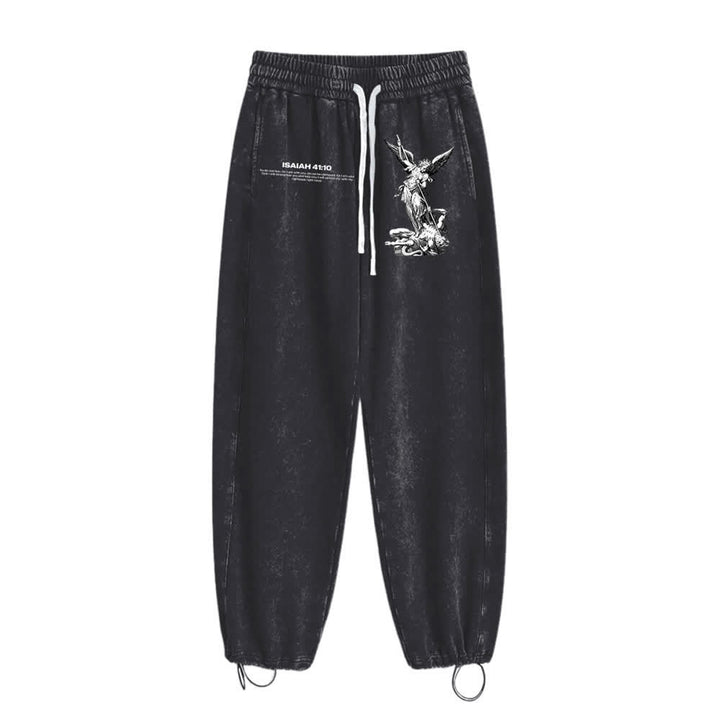 Christianartworkshop Archangel Michael Isaiah 41:10 Statement Washed Sweatpants - image 7