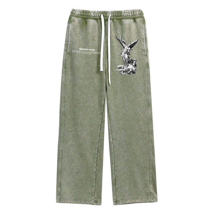 Christianartworkshop Archangel Michael Isaiah 41:10 Statement Washed Sweatpants - Army Green - XL - image 3