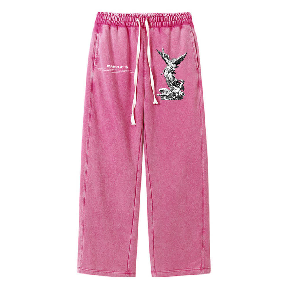 Christianartworkshop Archangel Michael Isaiah 41:10 Statement Washed Sweatpants - Rose - XL - image 12