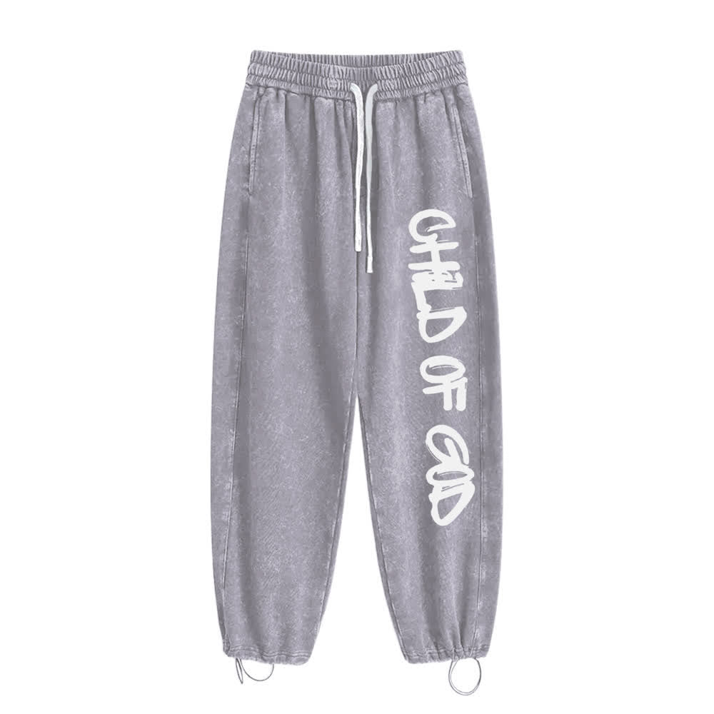 Christianartworkshop Graffiti Child Of God Statement Washed Sweatpants - image 4