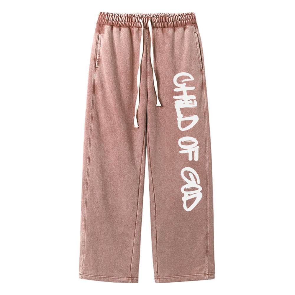 Christianartworkshop Graffiti Child Of God Statement Washed Sweatpants - Brown - XL - image 9