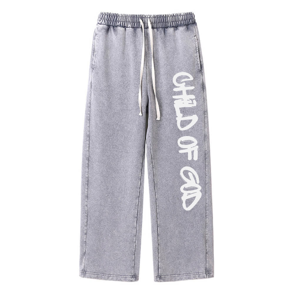 Christianartworkshop Graffiti Child Of God Statement Washed Sweatpants - Grey - XL - image 3