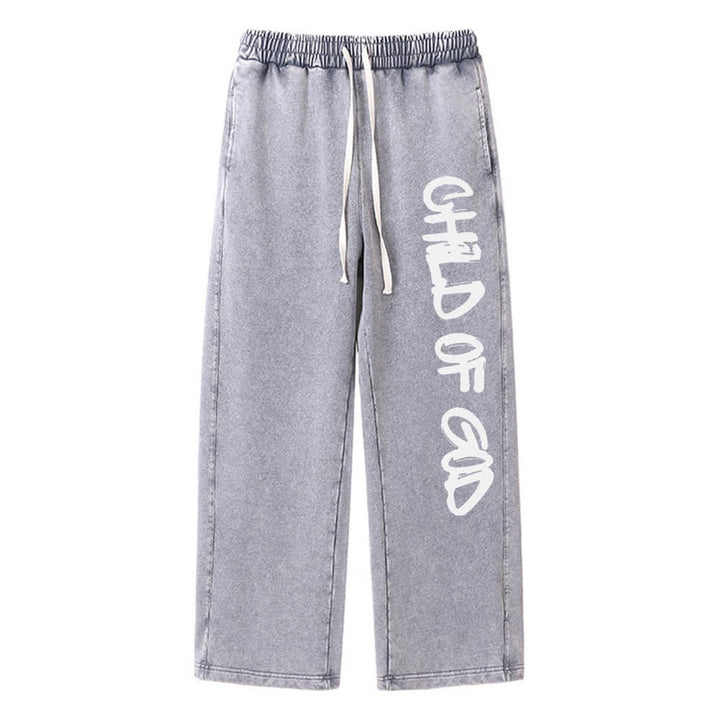 Christianartworkshop Graffiti Child Of God Statement Washed Sweatpants - Grey - XL - image 3