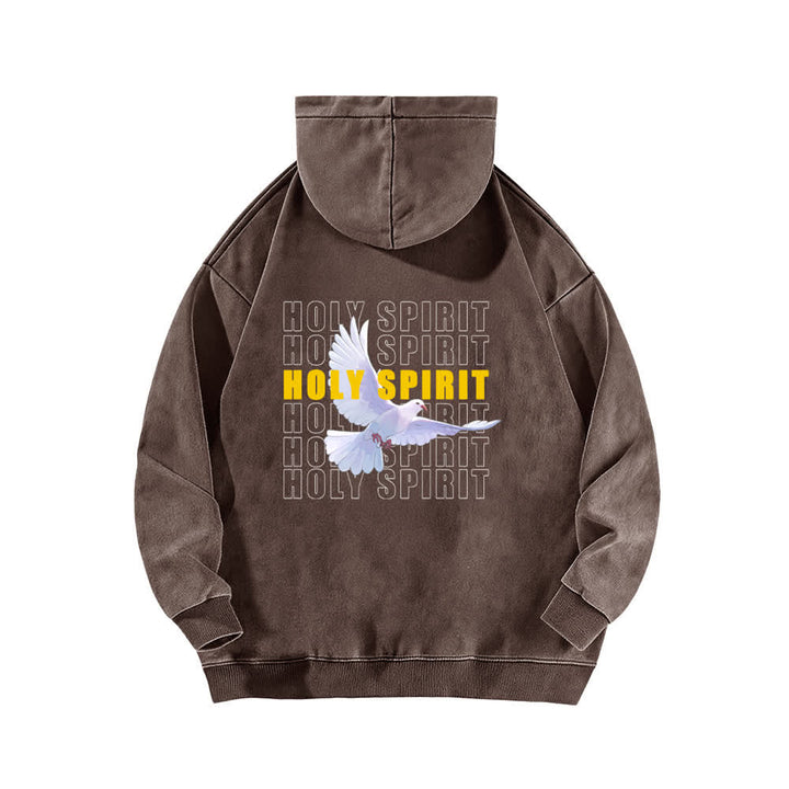 Christianartworkshop Holy Spirit Dove Graphic Oversized Black Washed Hoodie - image 13