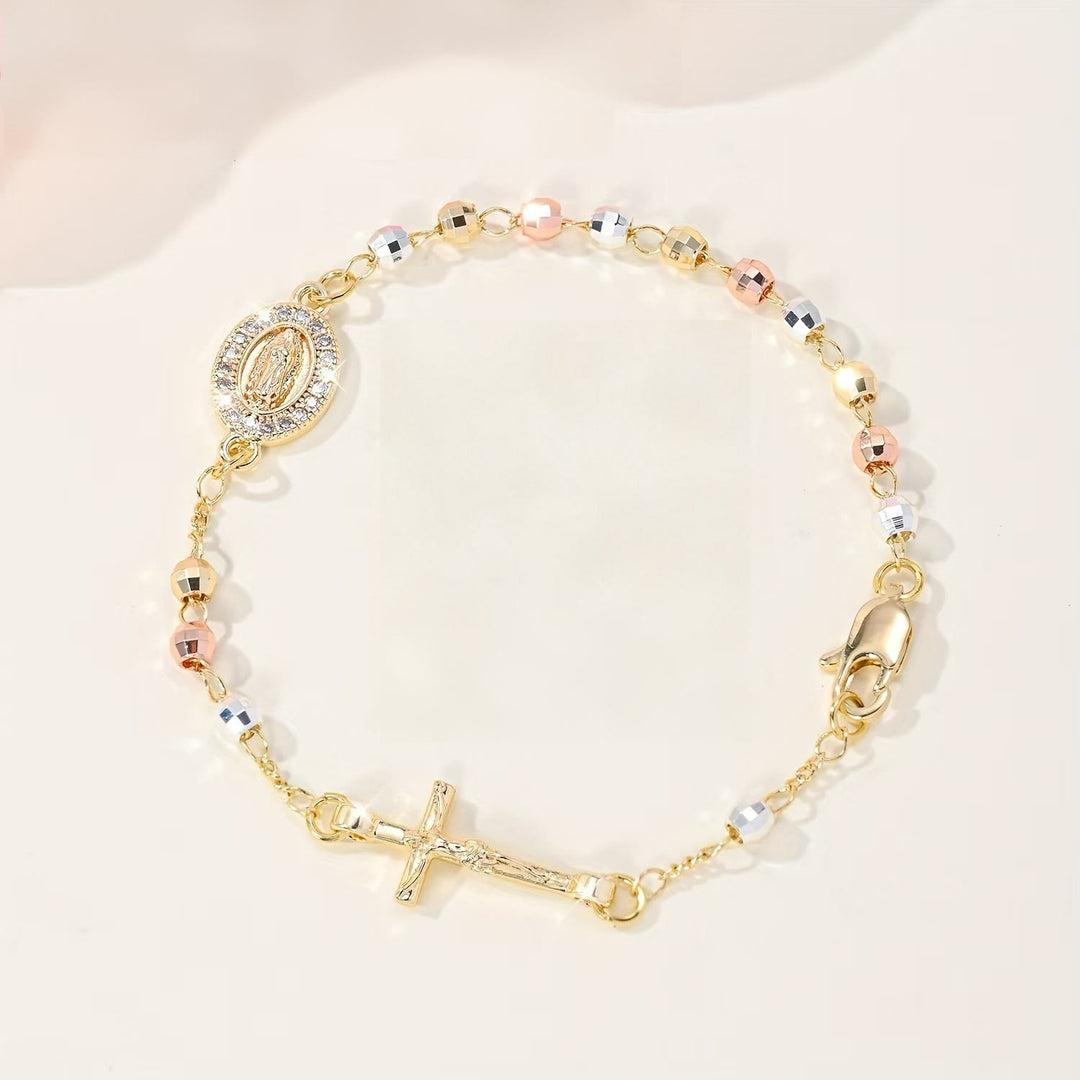 Christianartworkshop Crucifix Bracelet with Our Lady & St. Benedict Medal: Emblem of Divine Solace - Our Lady&Crucifix B - image 6