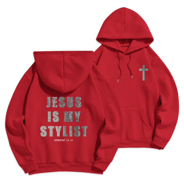 Christianartworkshop Jesus Is My Stylist Romans 13:14 Oversized Pullover Hoodie - Red - 2XL - image 6
