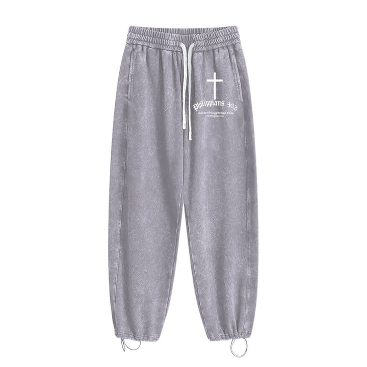 Christianartworkshop Philippians 4:13 Cross Mineral Washed Sweatpants - image 13