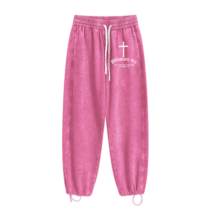 Christianartworkshop Philippians 4:13 Cross Mineral Washed Sweatpants - image 16