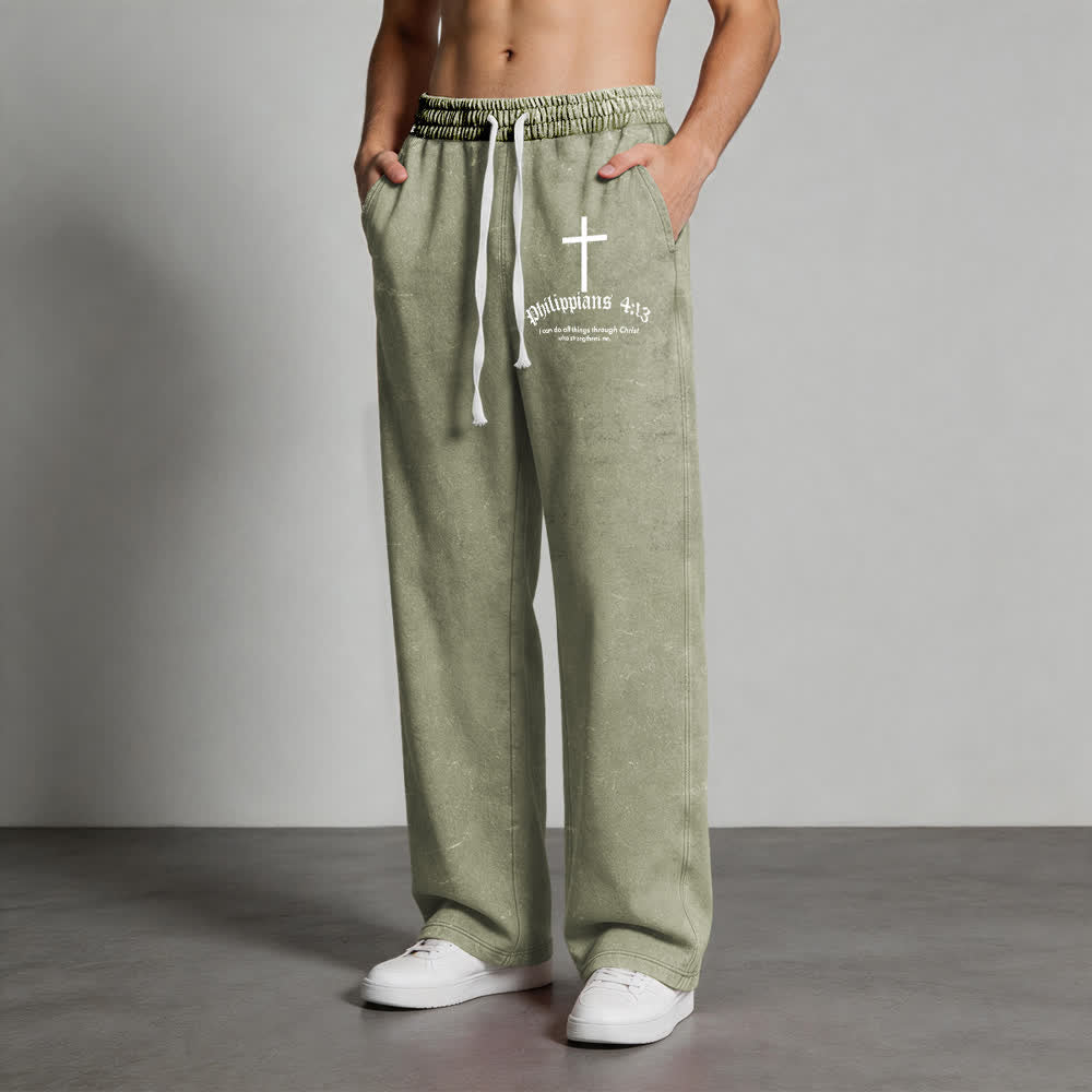 Christianartworkshop Philippians 4:13 Cross Mineral Washed Sweatpants - image 16