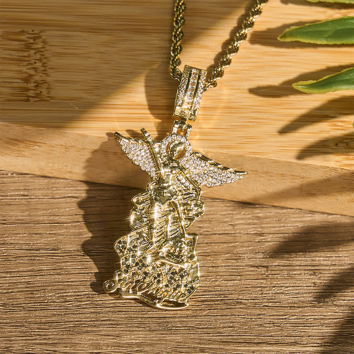 Christianartworkshop Intricate Jeweled St. Michael Pendant Necklace: Token Of Noble Divine Triumph - Golden - image 4