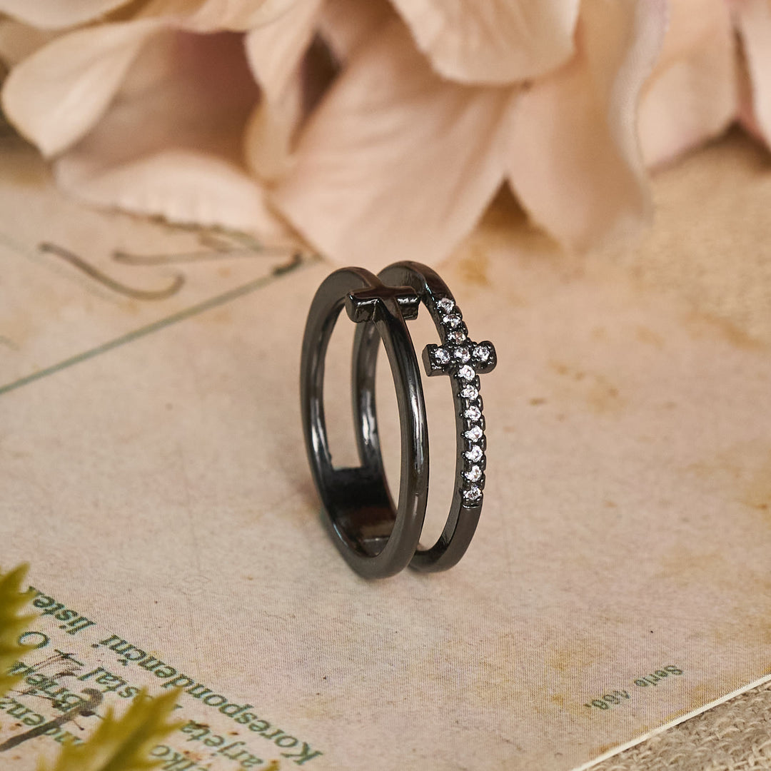 Christianartworkshop Elegant Dual Band Cross Finger Ring: Symbol Of Calm Everlasting Grace - image 9