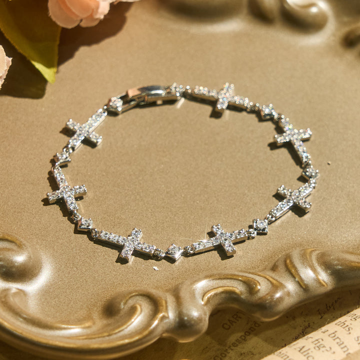 Christianartworkshop Sequential Crystal Cross Chain Bracelet: Token Of Unbroken Divine Shelter - image 5