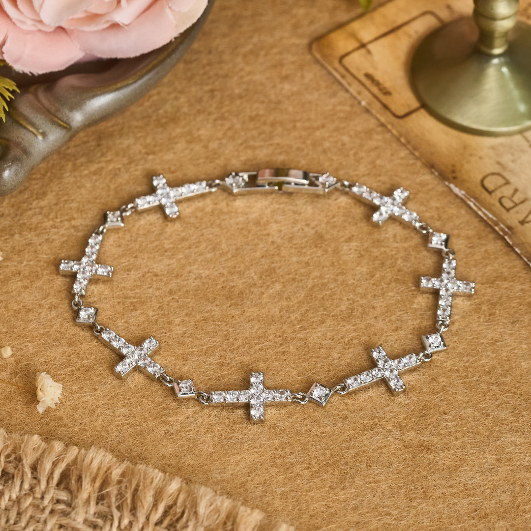 Christianartworkshop Sequential Crystal Cross Chain Bracelet: Token Of Unbroken Divine Shelter - image 6