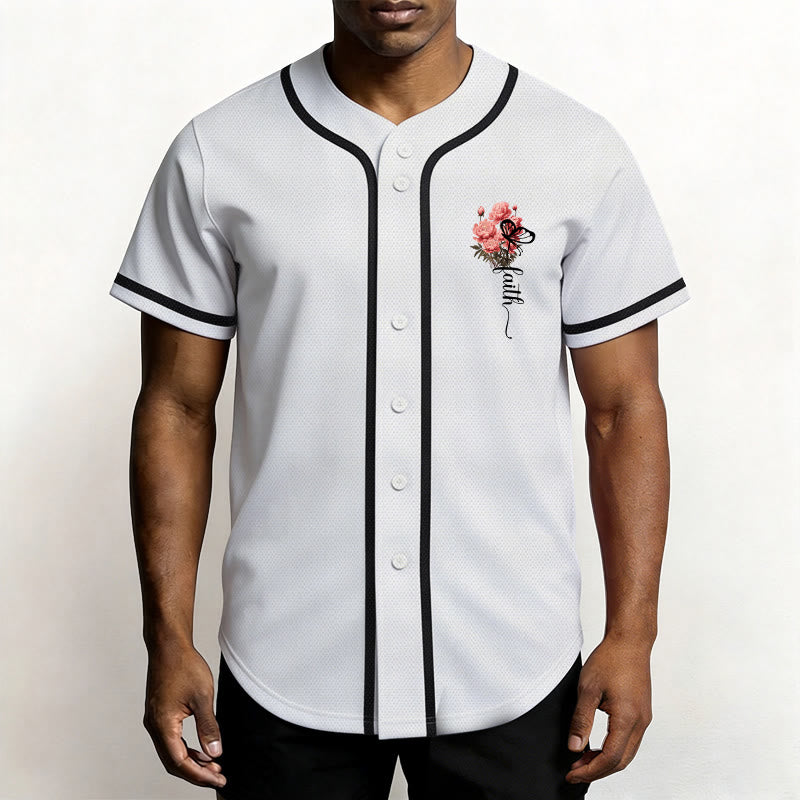 Christianartworkshop "Perhaps You Were Created For Such A Time As This" Esther 4:14 Peony Faith Print Button-Up Baseball Jersey - image 6