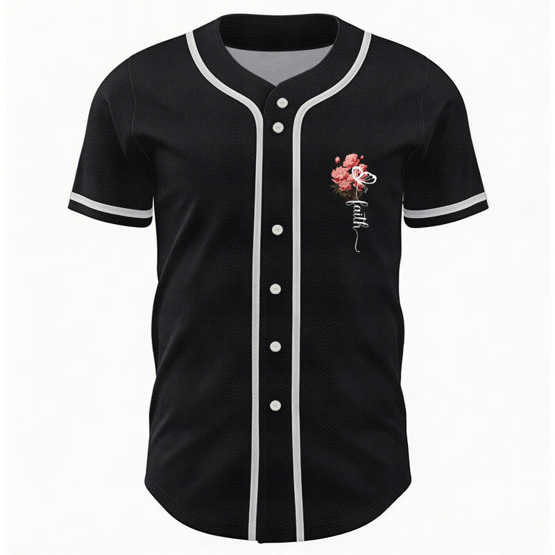 Christianartworkshop "Perhaps You Were Created For Such A Time As This" Esther 4:14 Peony Faith Print Button-Up Baseball Jersey - image 9