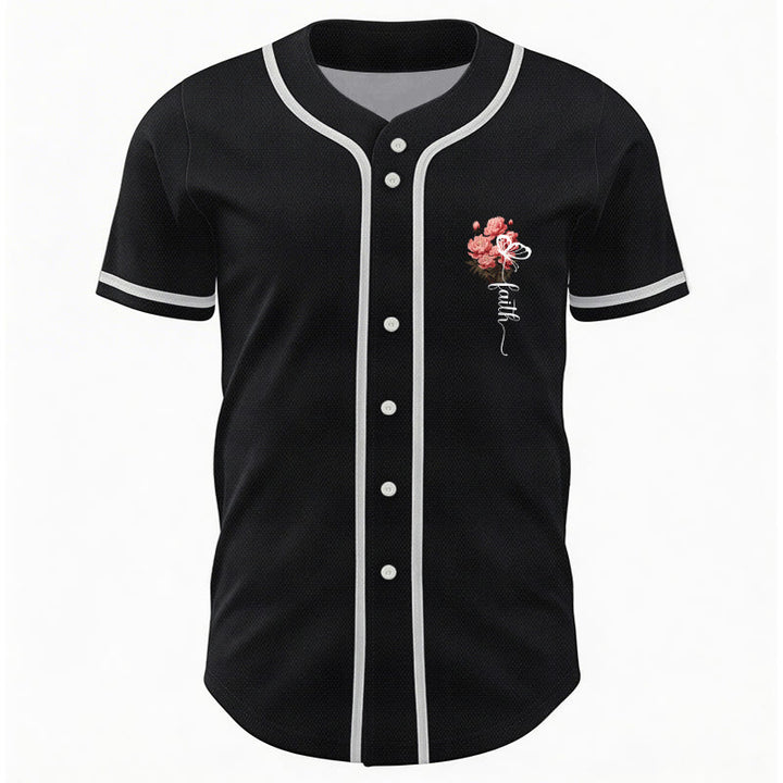 Christianartworkshop "Perhaps You Were Created For Such A Time As This" Esther 4:14 Peony Faith Print Button-Up Baseball Jersey - image 9