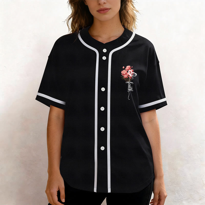 Christianartworkshop "Perhaps You Were Created For Such A Time As This" Esther 4:14 Peony Faith Print Button-Up Baseball Jersey - image 11