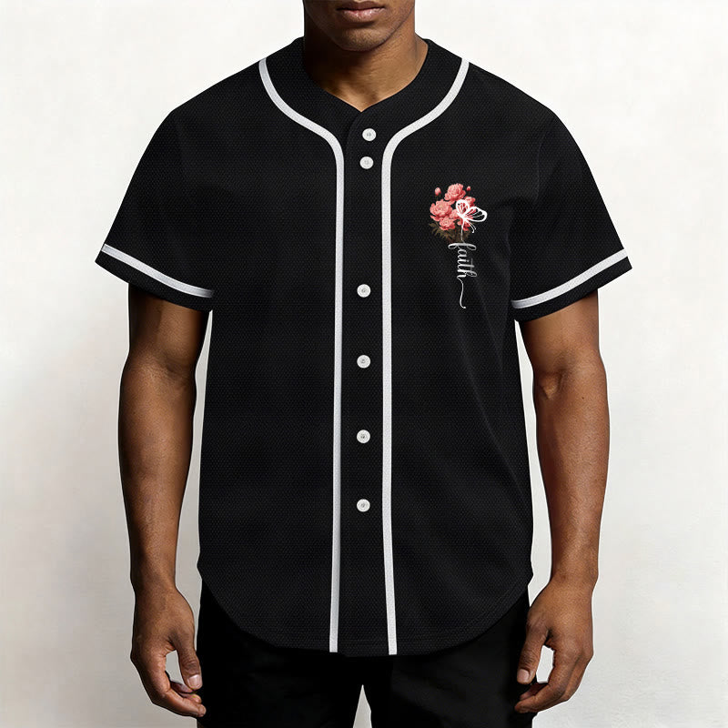 Christianartworkshop "Perhaps You Were Created For Such A Time As This" Esther 4:14 Peony Faith Print Button-Up Baseball Jersey - image 13