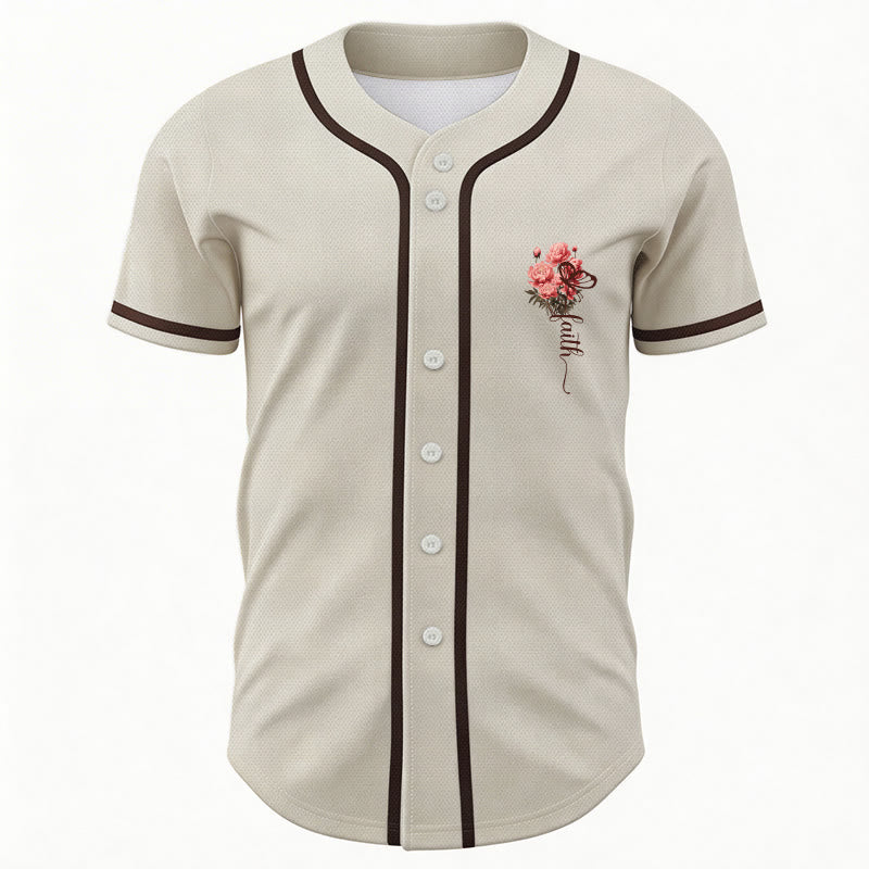 Christianartworkshop "Perhaps You Were Created For Such A Time As This" Esther 4:14 Peony Faith Print Button-Up Baseball Jersey - image 16