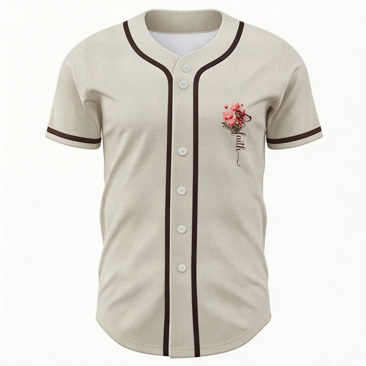 Christianartworkshop "Perhaps You Were Created For Such A Time As This" Esther 4:14 Peony Faith Print Button-Up Baseball Jersey - image 16