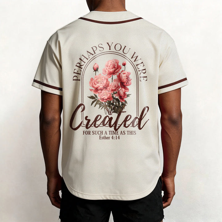 Christianartworkshop "Perhaps You Were Created For Such A Time As This" Esther 4:14 Peony Faith Print Button-Up Baseball Jersey - image 19