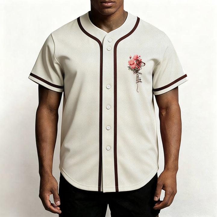 Christianartworkshop "Perhaps You Were Created For Such A Time As This" Esther 4:14 Peony Faith Print Button-Up Baseball Jersey - image 20