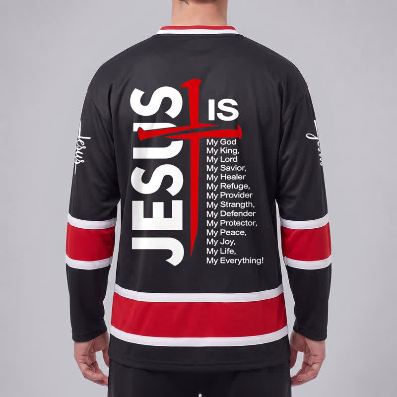 Christianartworkshop Jesus Cross Statement Black Hockey Jersey - image 4