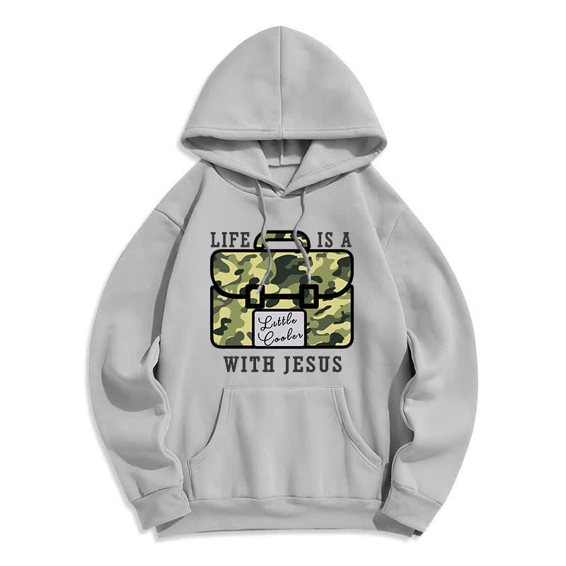 Christianartworkshop Life With Jesus Camo Graphic Fleece Pullover Hoodie - Green - 2XL - image 2