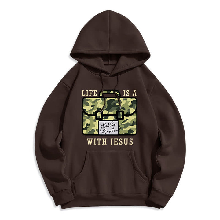 Christianartworkshop Life With Jesus Camo Graphic Fleece Pullover Hoodie - Beige - 2XL - image 4