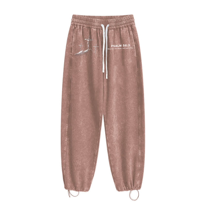 Christianartworkshop Psalm 56:3 Cross Graphic Blush Washed Sweatpants - image 34