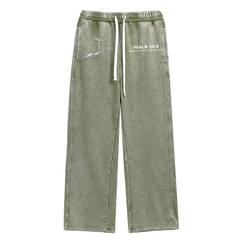 Christianartworkshop Psalm 56:3 Cross Graphic Blush Washed Sweatpants - Army Green - 2XL - image 24