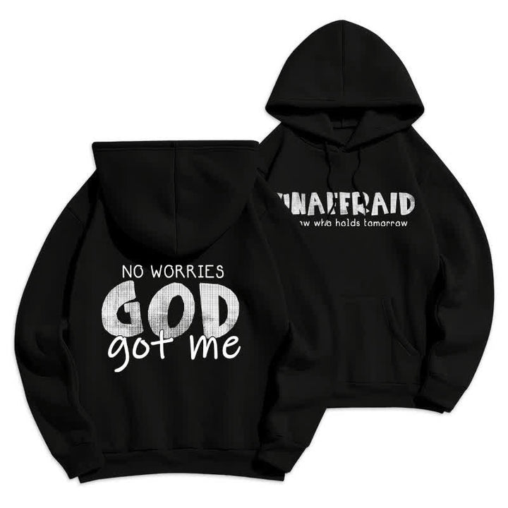 Christianartworkshop No Worries God Got Me Oversized Red Hoodie - Black - 2XL - image 6