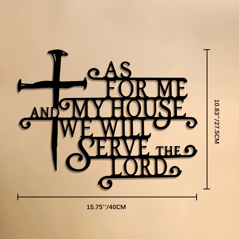 Christianartworkshop Curly Script Metal Cross Wall Sign: Emblem of Quiet Household Faith - 10.83''*15.75''*0.04''/27.5*40*0.1cm - image 6