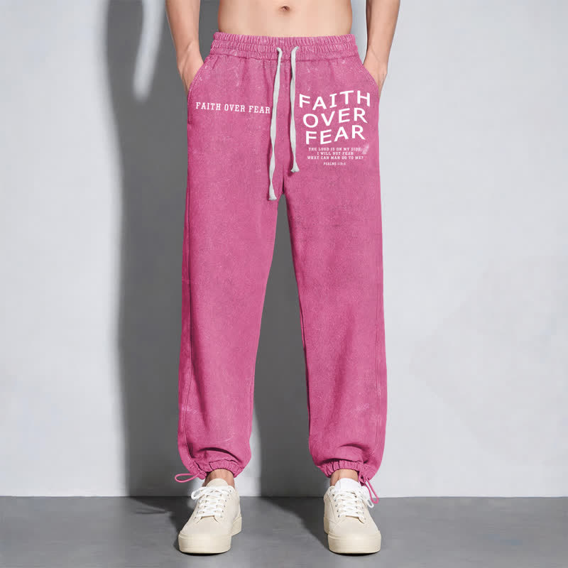 Christianartworkshop Faith Over Fear Statement Washed Sweatpants - image 46